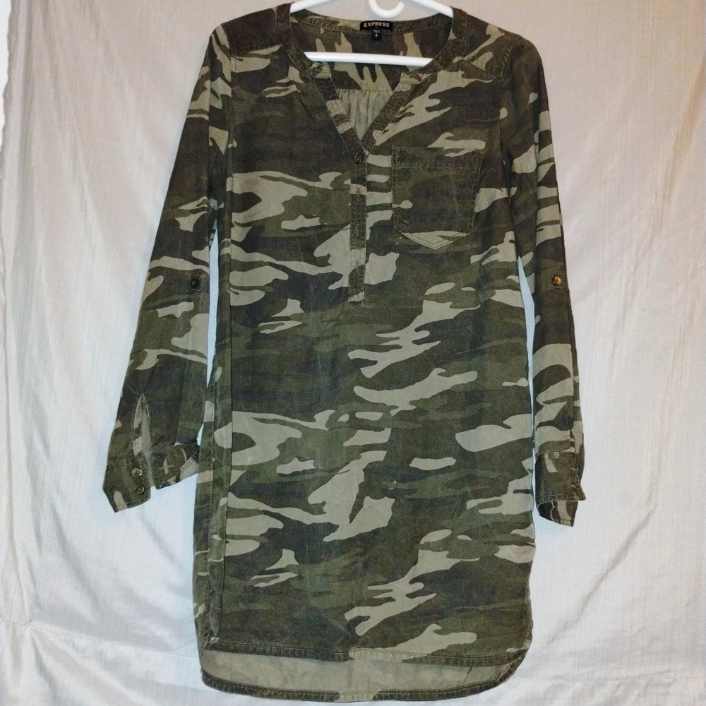 Express Camouflage Shirt Dress
